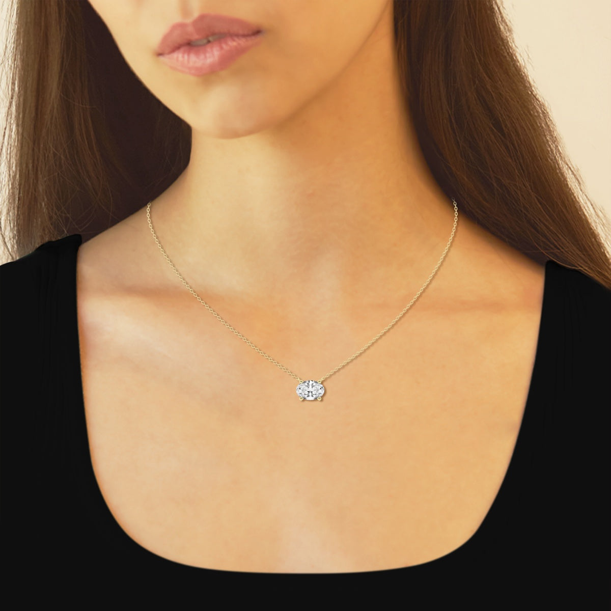 1.00 Ctw Oval Lab Grown Diamond Solitaire Pendant In White /Yellow if you love her
